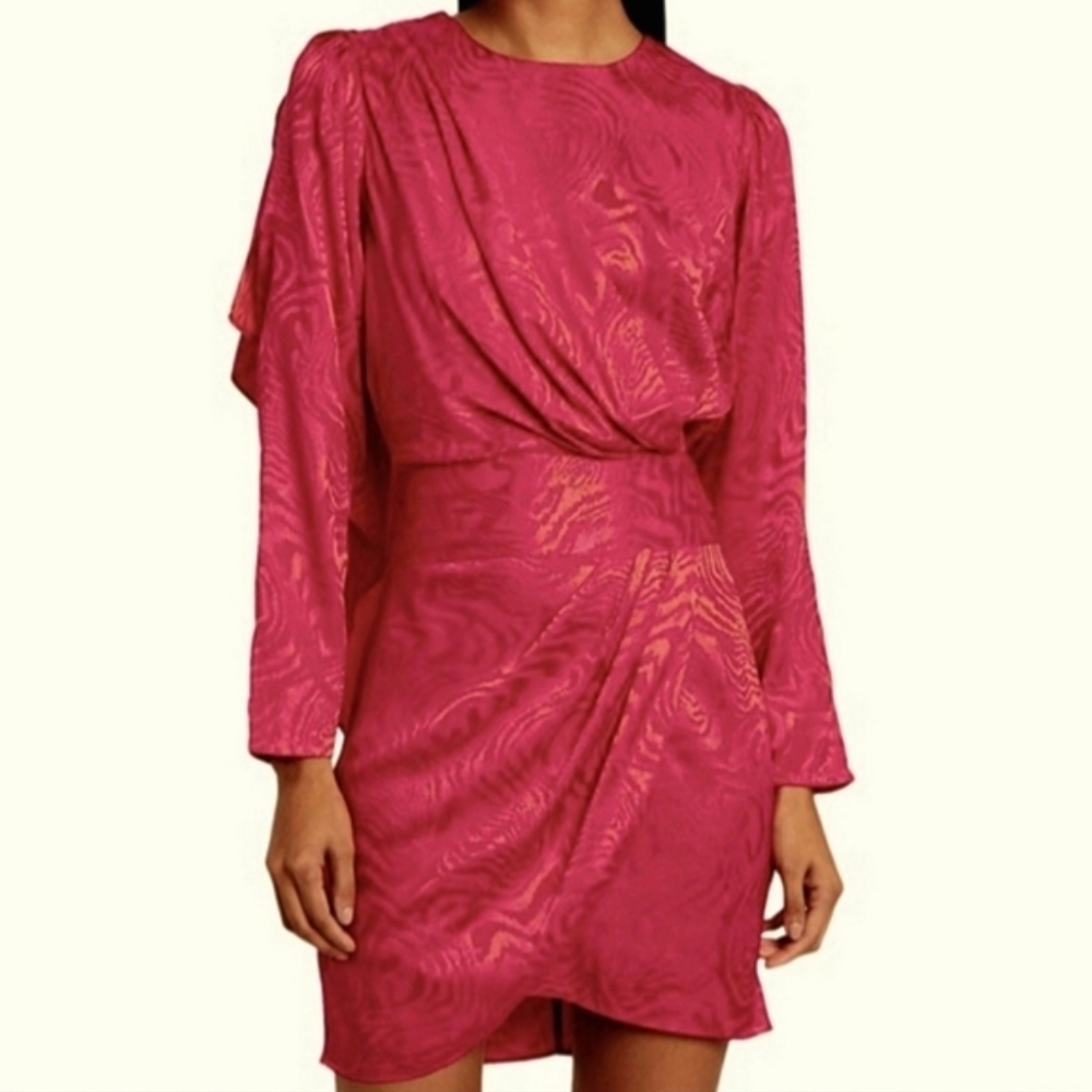 Ronny Kobo Collection Dark Pink/Wine Shanaya Jacquard Cocktail Dress